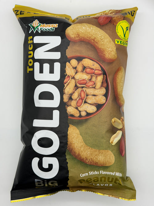 Golden Touch Peanuts corn sticks, big-size pack — box of 12, contains peanuts